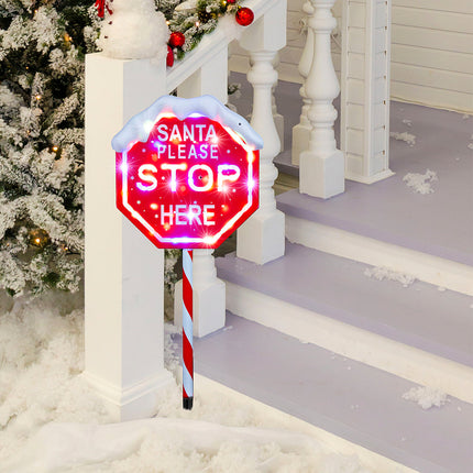 LED Stop Here Sign Multi 100cm Adjustable Height.