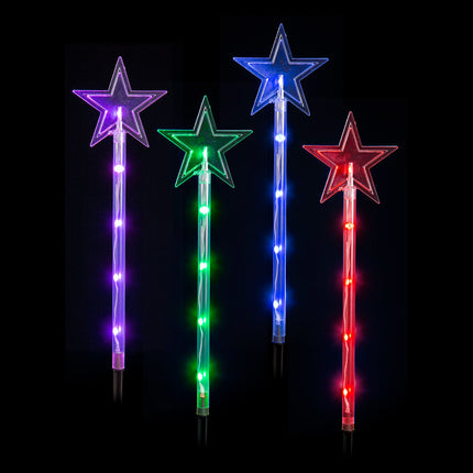 LED Lightshow Star Path Lights 4 pieces Remote Controlled - Stars.