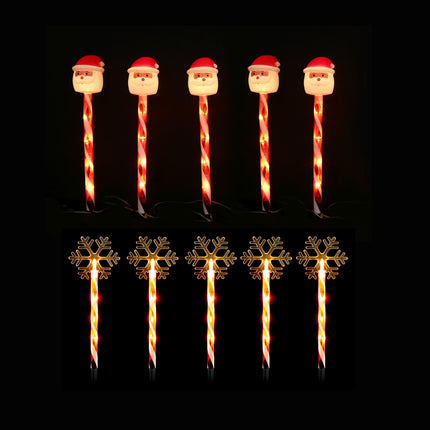 LED Candy Path Lights 5pk Santa or Snowflake - Snowflake.