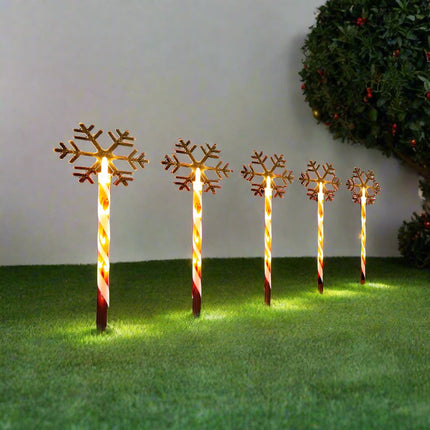 LED Candy Path Lights 5pk Santa or Snowflake - Snowflake.