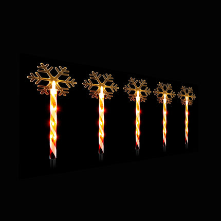 LED Candy Path Lights 5pk Santa or Snowflake - Snowflake.