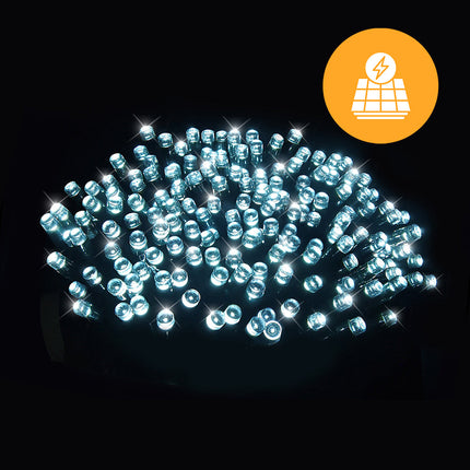 Solar + USB 300 LED Dual Use Fairy Lights – 29.9m, available in 3 Colors - Cool White.