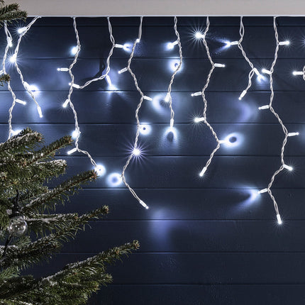 Battery Operated 300 LED Timer Icicle Lights – 11.8m x 48cm, available in 2 Colors - Cool White.