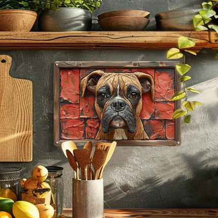 NNEOBA Boxer Dog Aluminum Wall Art - 12x16in Decorative Print.