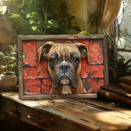 NNEOBA Boxer Dog Aluminum Wall Art - 12x16in Decorative Print.