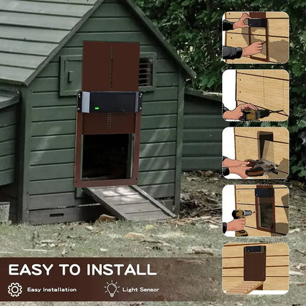 NNETM PCS Automatic Chicken House Coop Door Light-Sensitive Night And Morning Delay Auto Guard Door Opening For Chickens.