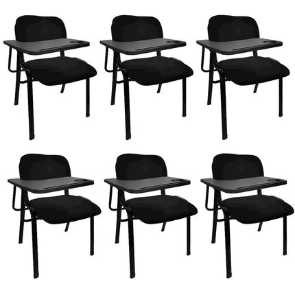 NNECN Lecture Chair with Table Top for Classroom Lecture Training Conference (Set of 6-Black).