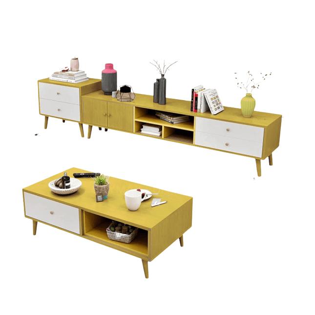 NNECN Modern TV Stand Side table & Coffee Table package for Living Room.