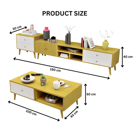 NNECN Modern TV Stand Side table & Coffee Table package for Living Room.