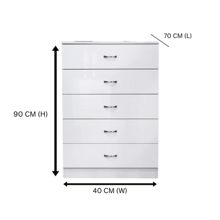 NNECN 5 Layer White Drawer Chest Storage with Bedside Table.