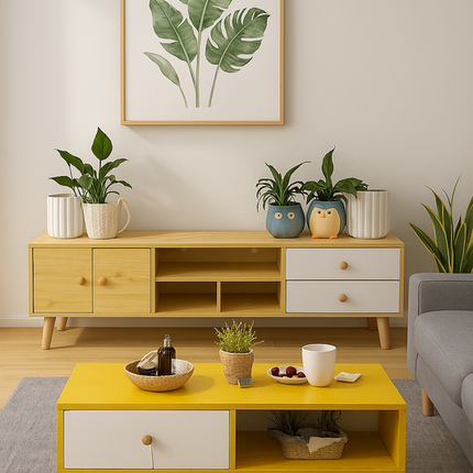 NNECN Modern Living Room TV Stand Table Set.
