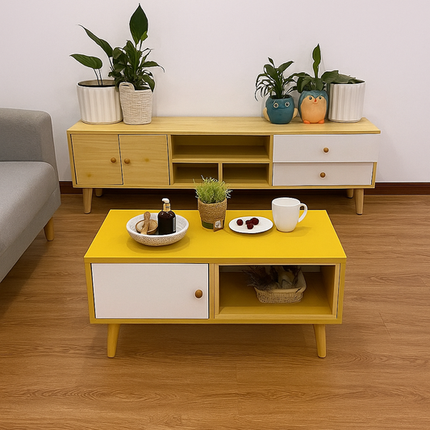 NNECN Modern Living Room TV Stand Table Set.