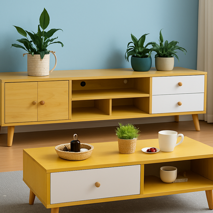 NNECN Modern Living Room TV Stand Table Set.