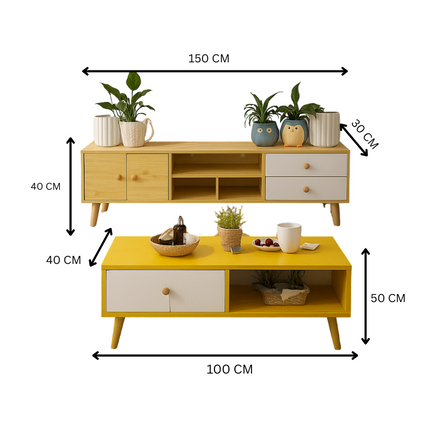 NNECN Modern Living Room TV Stand Table Set.