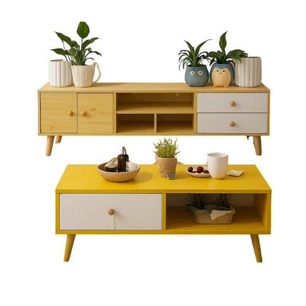 NNECN Modern Living Room TV Stand Table Set.