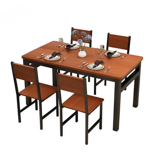 NNECN Wood & Steel Dining Set (Oak & Black).