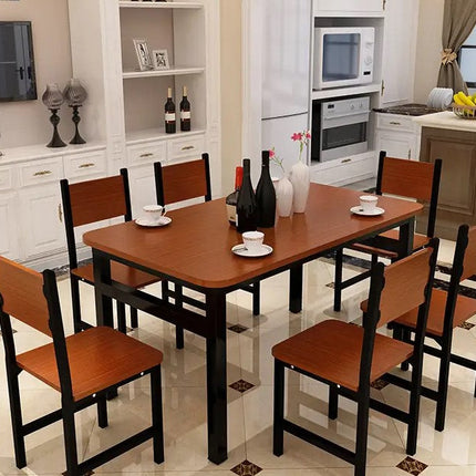 NNECN Wood & Steel Dining Set (Oak & Black).