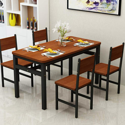 NNECN Wood & Steel Dining Set (Oak & Black).