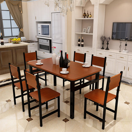 NNECN Wood & Steel Dining Set (Oak & Black).