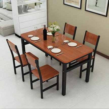NNECN Wood & Steel Dining Set (Oak & Black).