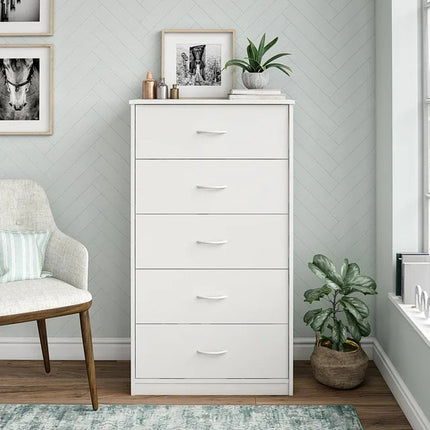 NNECN Classic Elegance: Five-Drawer Chest for Organized Living.