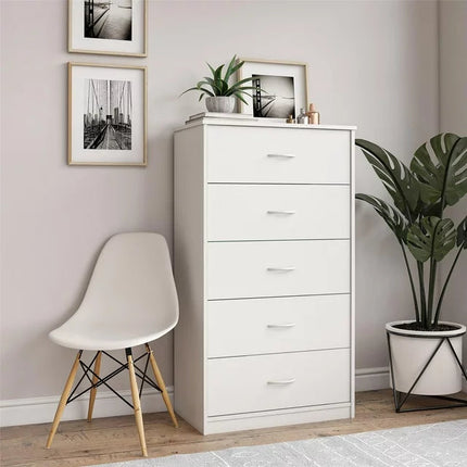 NNECN Classic Elegance: Five-Drawer Chest for Organized Living.