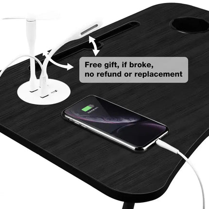 NNECN Laptop Desk Bed Table Tray Folding Breakfast Table Portable Lap Standing Desk Notebook Stand Reading Holder for Bed/Sofa Large Lap Desk with USB-Charger and Cup-Holder.