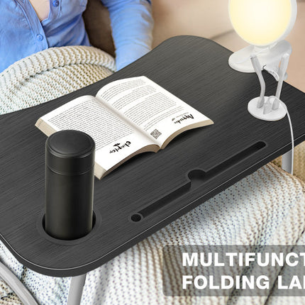 NNECN Laptop Desk Bed Table Tray Folding Breakfast Table Portable Lap Standing Desk Notebook Stand Reading Holder for Bed/Sofa Large Lap Desk with USB-Charger and Cup-Holder.