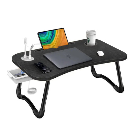 NNECN Laptop Desk Bed Table Tray Folding Breakfast Table Portable Lap Standing Desk Notebook Stand Reading Holder for Bed/Sofa Large Lap Desk with USB-Charger and Cup-Holder.