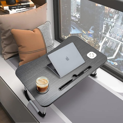 NNECN Laptop Desk Bed Table Tray Folding Breakfast Table Portable Lap Standing Desk Notebook Stand Reading Holder for Bed/Sofa Large Lap Desk with USB-Charger and Cup-Holder.