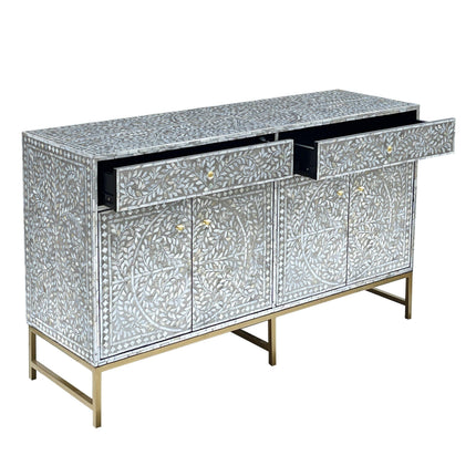 MOTHER OF PEARL HAND MADE SWISH SIDEBOARD.