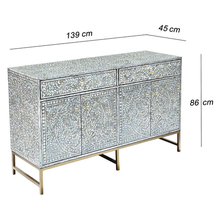 MOTHER OF PEARL HAND MADE SWISH SIDEBOARD.