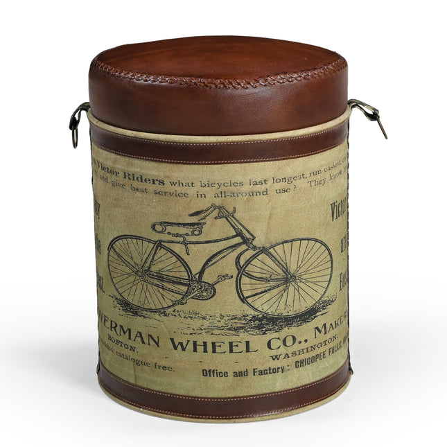 CYCLINDRICAL BICYCLE OTTOMAN.