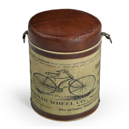 CYCLINDRICAL BICYCLE OTTOMAN.