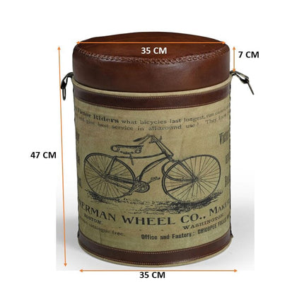 CYCLINDRICAL BICYCLE OTTOMAN.