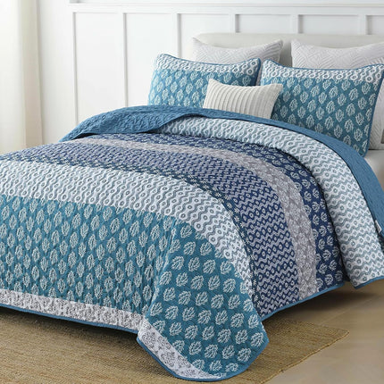 Classic Hydrangea Soft Quilted 3 Pc Bedspread & Pillow Cover Set.