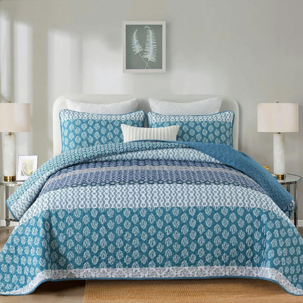 Classic Hydrangea Soft Quilted 3 Pc Bedspread & Pillow Cover Set.