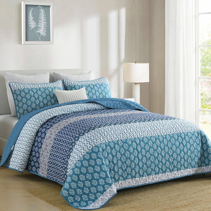 Classic Hydrangea Soft Quilted 3 Pc Bedspread & Pillow Cover Set.
