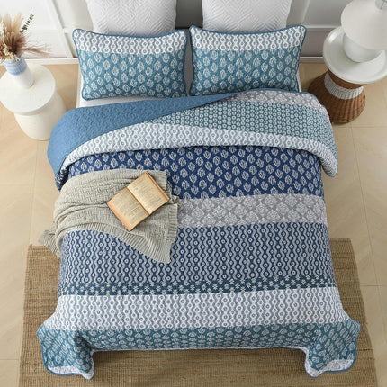 Classic Hydrangea Soft Quilted 3 Pc Bedspread & Pillow Cover Set.