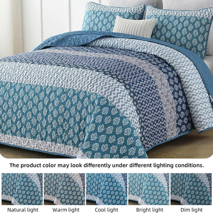 Classic Hydrangea Soft Quilted 3 Pc Bedspread & Pillow Cover Set.
