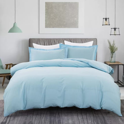 100% cotton Premium Doona Duvet Quilt Cover Set with Soft Pillowcases - Aqua-Double.