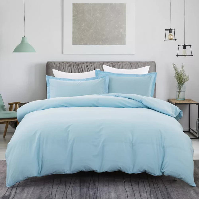 100% cotton Premium Doona Duvet Quilt Cover Set with Soft Pillowcases - Aqua-Double.