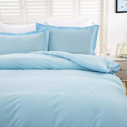100% cotton Premium Doona Duvet Quilt Cover Set with Soft Pillowcases - Aqua-Double.