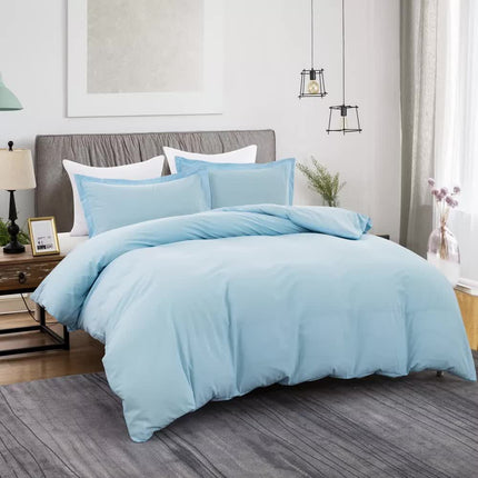 100% cotton Premium Doona Duvet Quilt Cover Set with Soft Pillowcases - Aqua-Super King.