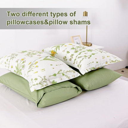 Vintage Delicate green bloom 3 Pc Comforter & Pillow Cover Set.