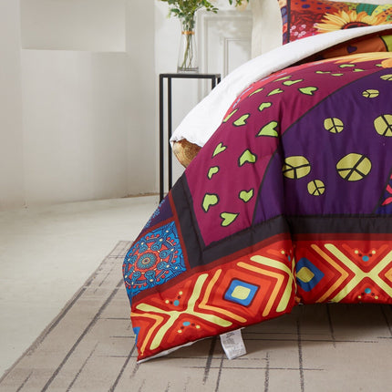 Floral Sunflower Comforter Set, King Size, Quilted Bedding with Pillowcases.