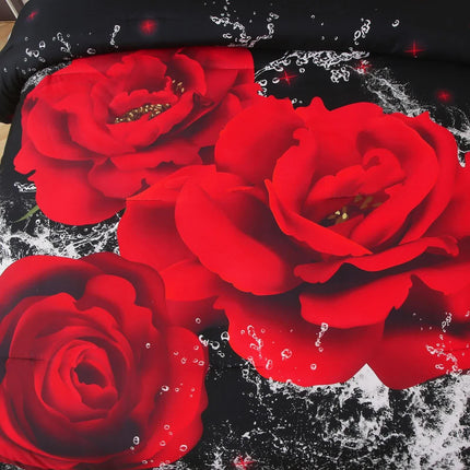 Chill Haven Red Rose 3‑Piece Comforter Bundle – Relax & Recharge Style.