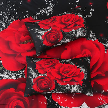 Chill Haven Red Rose 3‑Piece Comforter Bundle – Relax & Recharge Style.