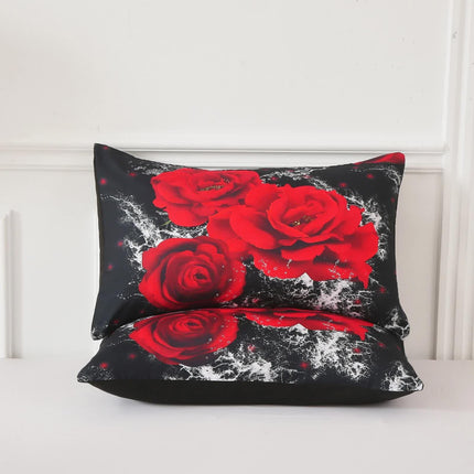 Chill Haven Red Rose 3‑Piece Comforter Bundle – Relax & Recharge Style.
