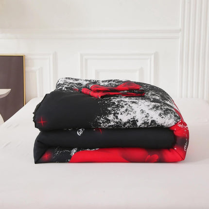Chill Haven Red Rose 3‑Piece Comforter Bundle – Relax & Recharge Style.